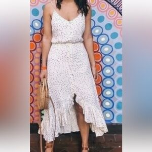 RAILS x Revolve ivory Black Speckled Frida Ruffle High low dress XS feminine H